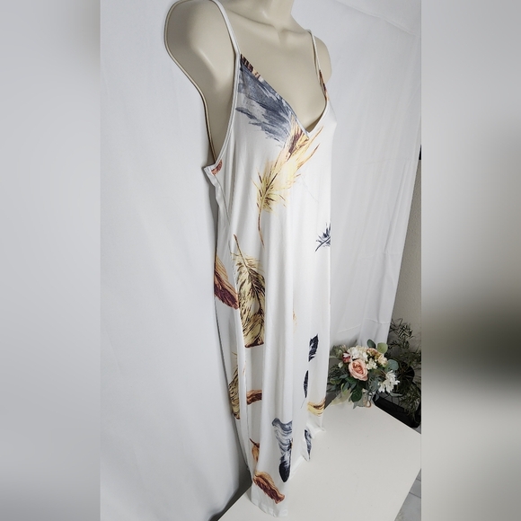 NEW‼️Elegant Feather Print Maxi Summer Dress M - Picture 6 of 10